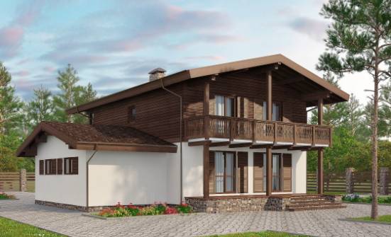 180-018-Л Проект двухэтажного дома с мансардой, гараж, скромный домик из блока, Саранск