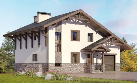 305-002-Л Проект трехэтажного дома с мансардным этажом, гараж, красивый коттедж из кирпича, Саранск