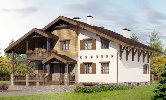 400-004-П Проект трехэтажного дома с мансардным этажом, гараж, большой загородный дом из кирпича, Ковылкино