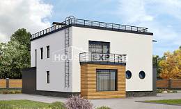 260-002-П Проект двухэтажного дома, гараж, современный коттедж из блока, Ковылкино